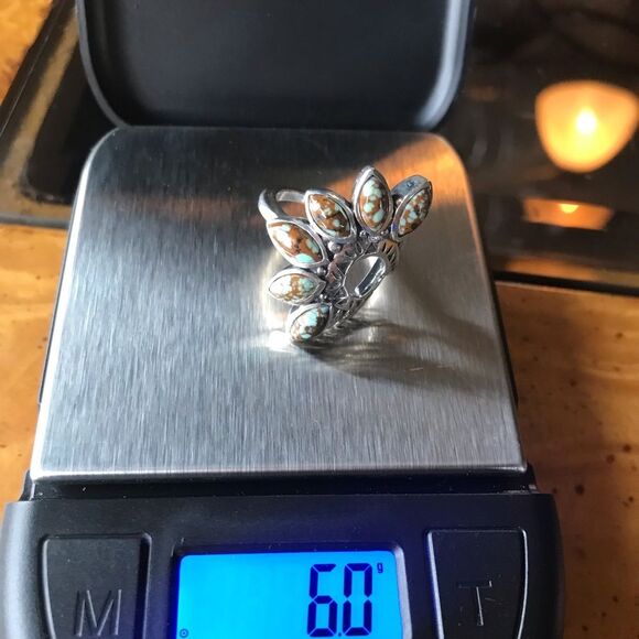 Natural Turquoise Sterling Silver Ring Size 6 - Picture 3 of 8